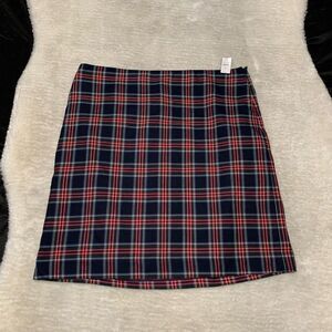 New Talbots Womens Plaid Blue Red Skirt Size 16P‎ Petite NWT Lined